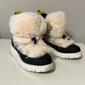 Circus By Sam Edelman REX  Logo Fur Trim Platform Snow Boots Women Size 7.5
